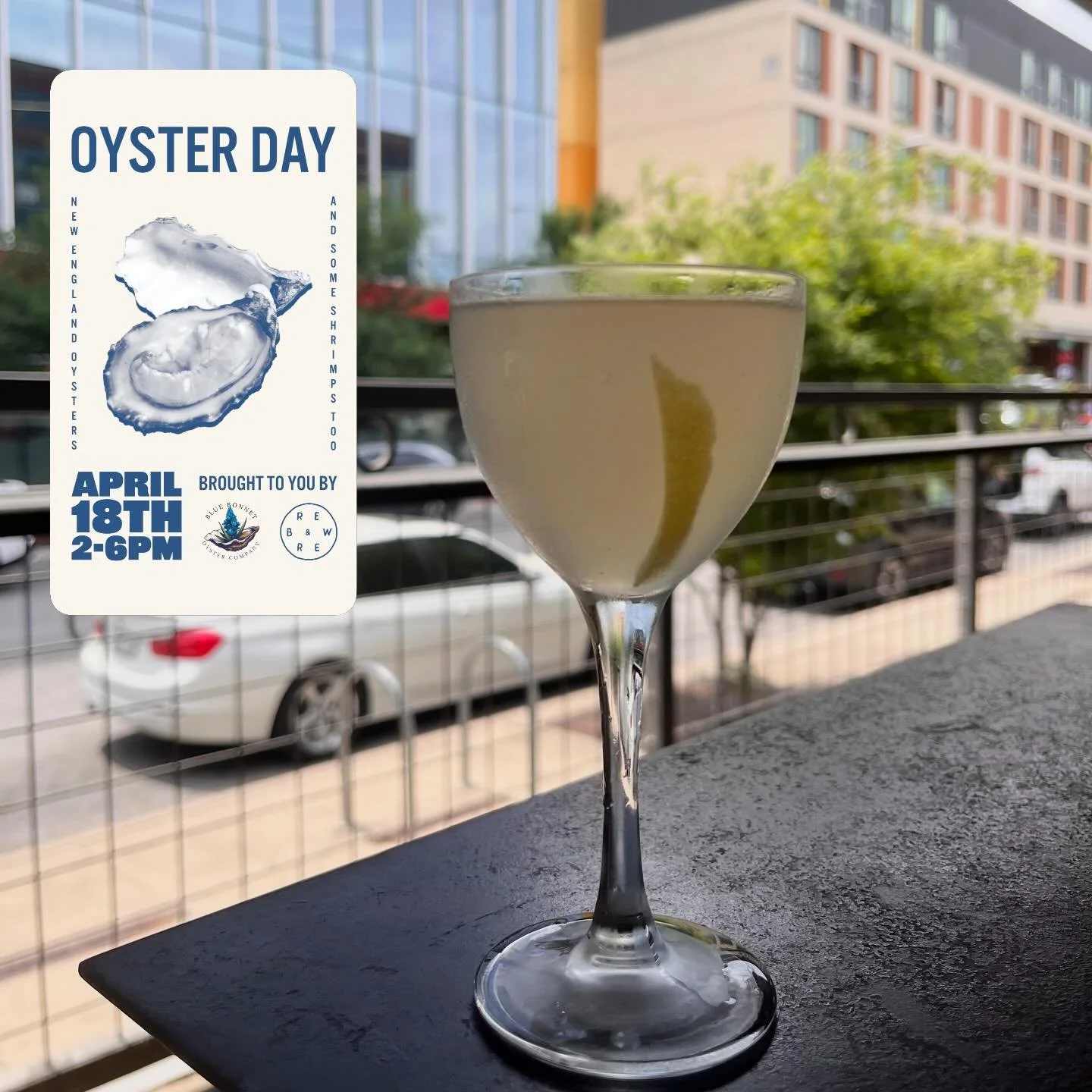 Tomorrow we&rsquo;ve got the perfect pairing for your @bluebonnetoysters . Stop in between 2-6 PM, order up some oysters, and we&rsquo;ll hook you up with a French 75&ndash;if you even needed a reason to down a half dozen oysters or so.