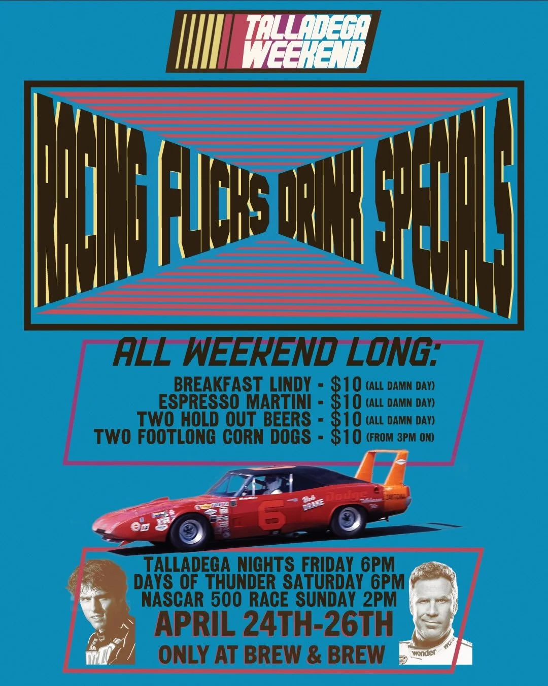 🏁🚗 We&rsquo;re here this weekend to get your motor running. All weekend long we&rsquo;ll be celebrating #TalladegaRaceWeekend with some solid movies, killer drinks, and a fistful of foot-long corn dogs. 

Friday night, grab a couple of @holdoutbrew