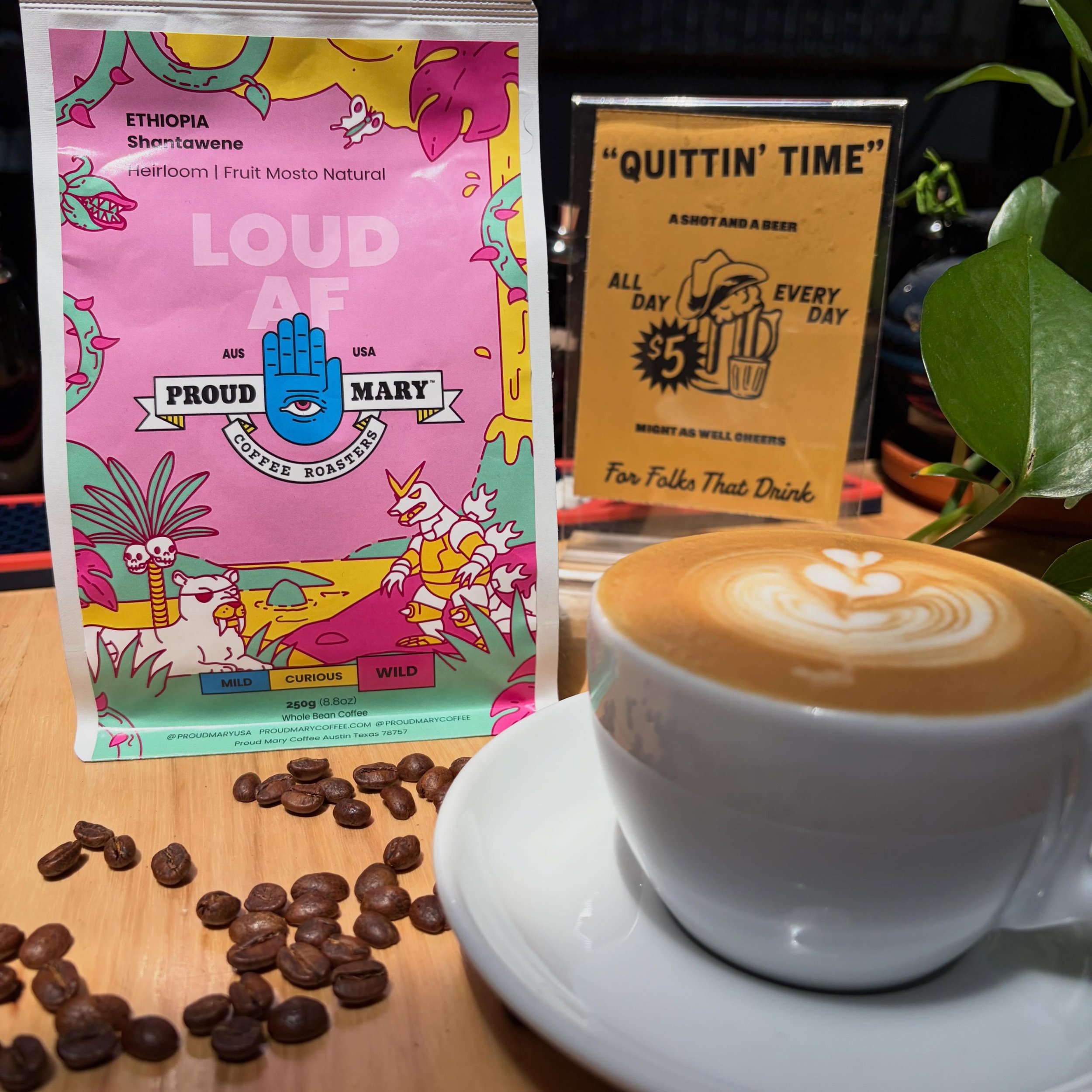 Looking for a pickmeup that you can take back home with you? We&rsquo;ve got Loud AF from @proudmaryusa on our retail shelf and waiting for you to take home. 

It&rsquo;s a naturally processed Kenyan with notes of black cherry, black plum, and chocol
