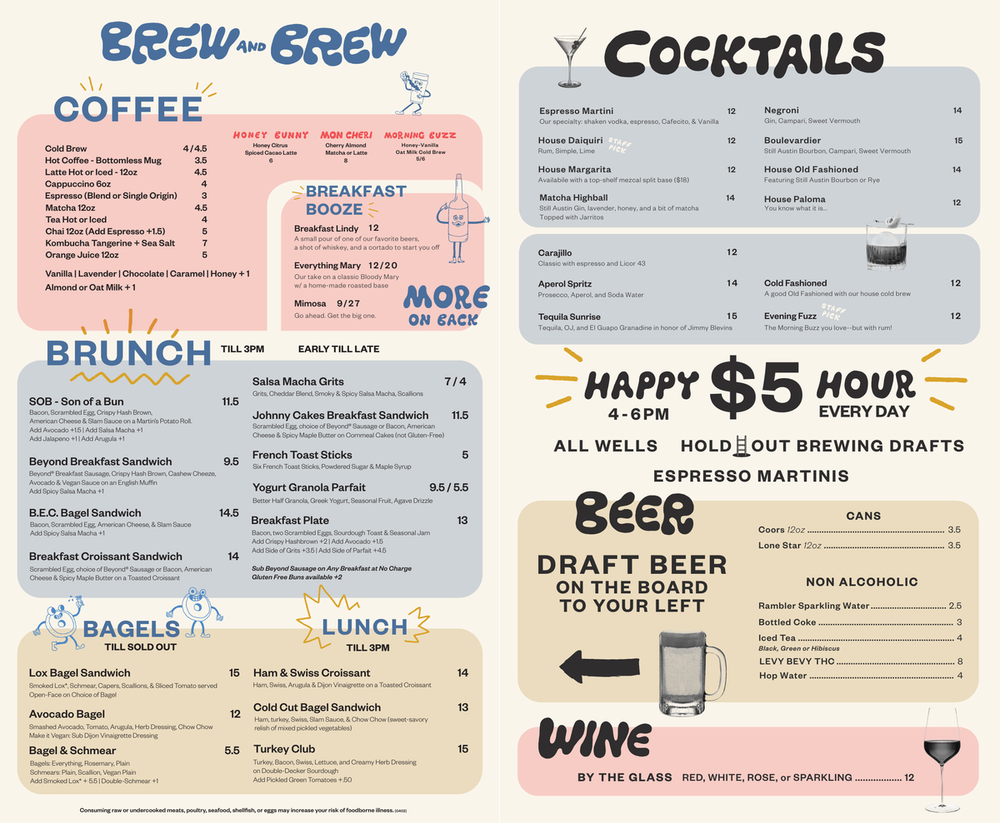 Menu -- Coffee, Breakfast, Brunch, & Craft Beer | East Austin — The ...