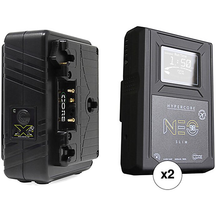 2x Core SWX Neo Slim 98Wh batts + travel charger