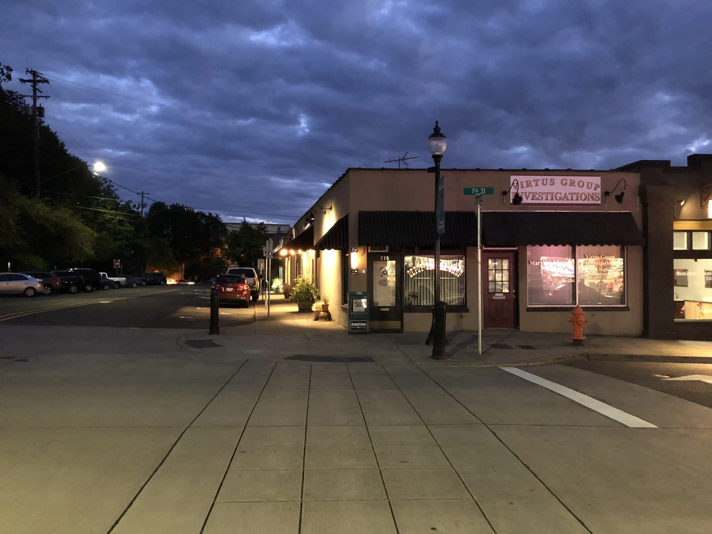 New lighting shown on RR Avenue facade.