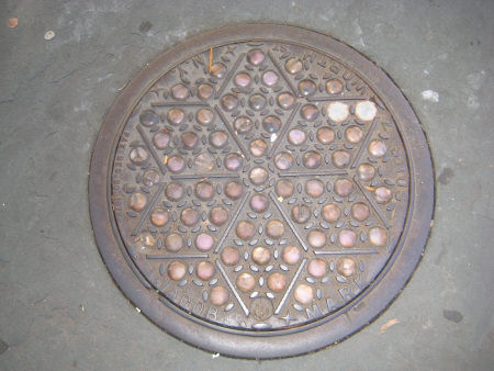  Jacob Mark manhole cover, patented 1870, Waverly Place    
