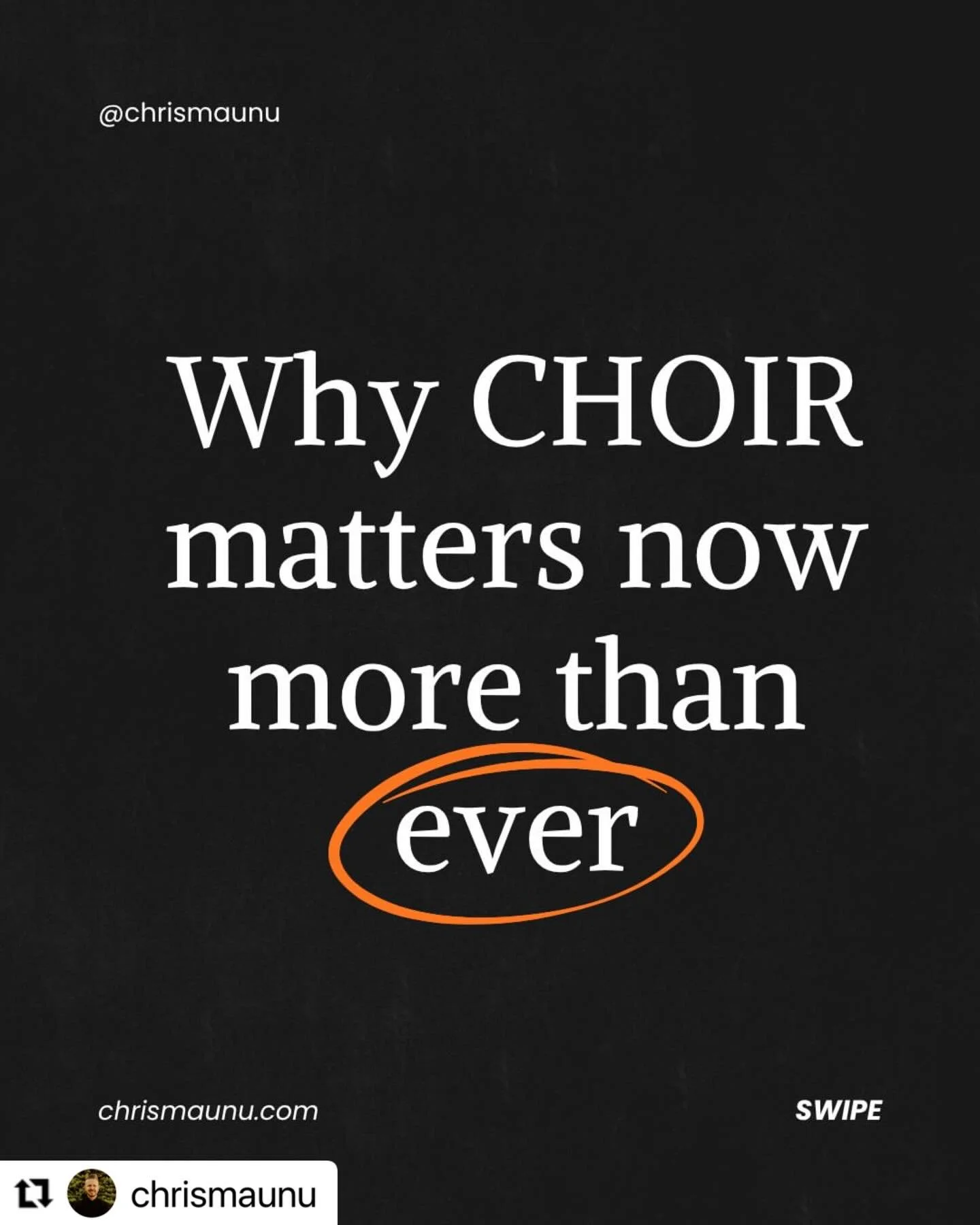 LOVE this post from @chrismaunu which very much coheres with my beliefs, experiences and what the research tells us about group singing.
.
We are biologically hard-wired to sing together as a way of reflecting, supporting &amp; creating community &am