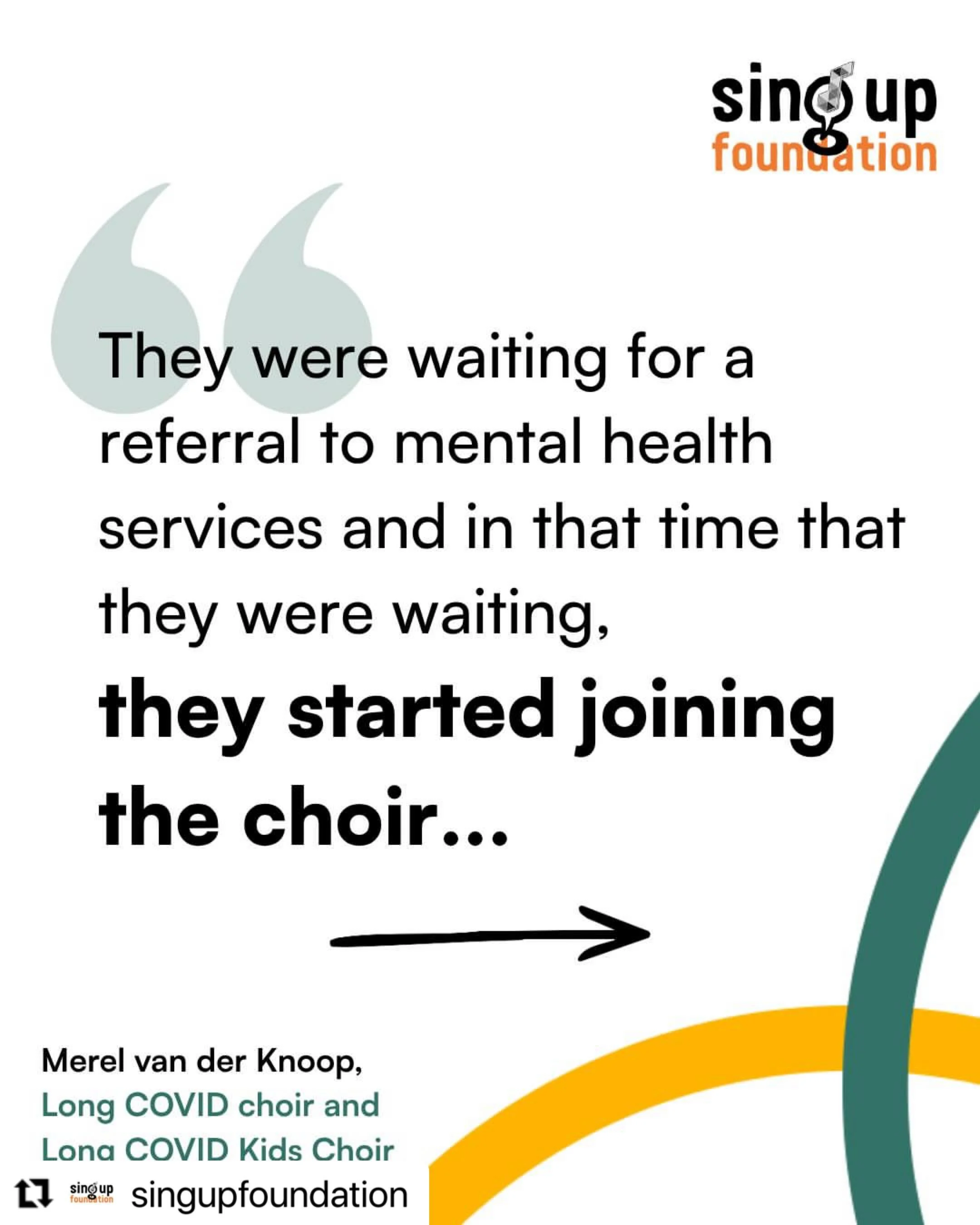 Read all about this at @singupfoundation &lsquo;s link in bio.
Repost @singupfoundation 
・・・
✨They were waiting for a referral&hellip; so the choir filled the gap.✨

With long waits for support and many referrals closed without treatment, creative pr