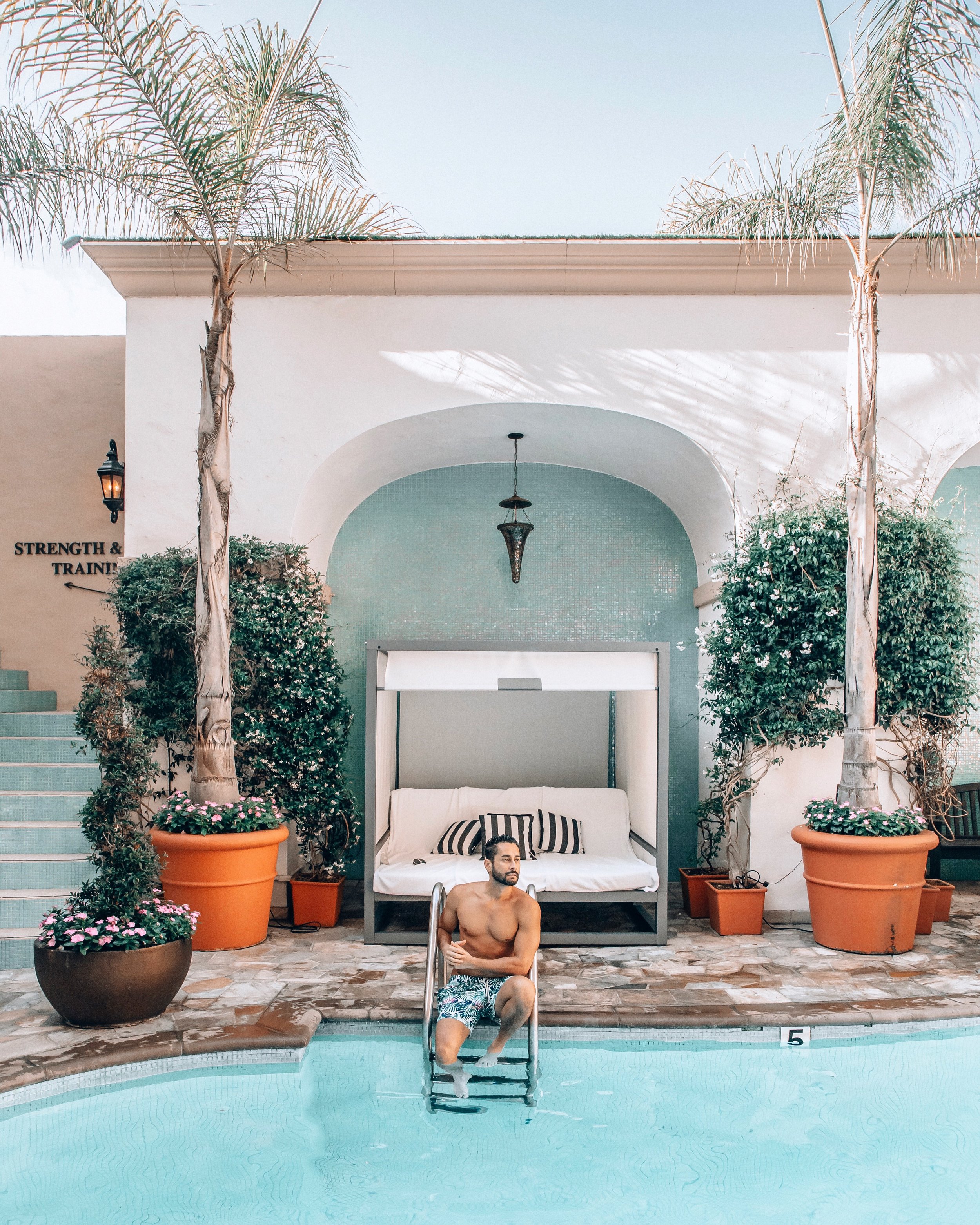 The classic pool at the Beverly Wilshire is a perfect place to relax.