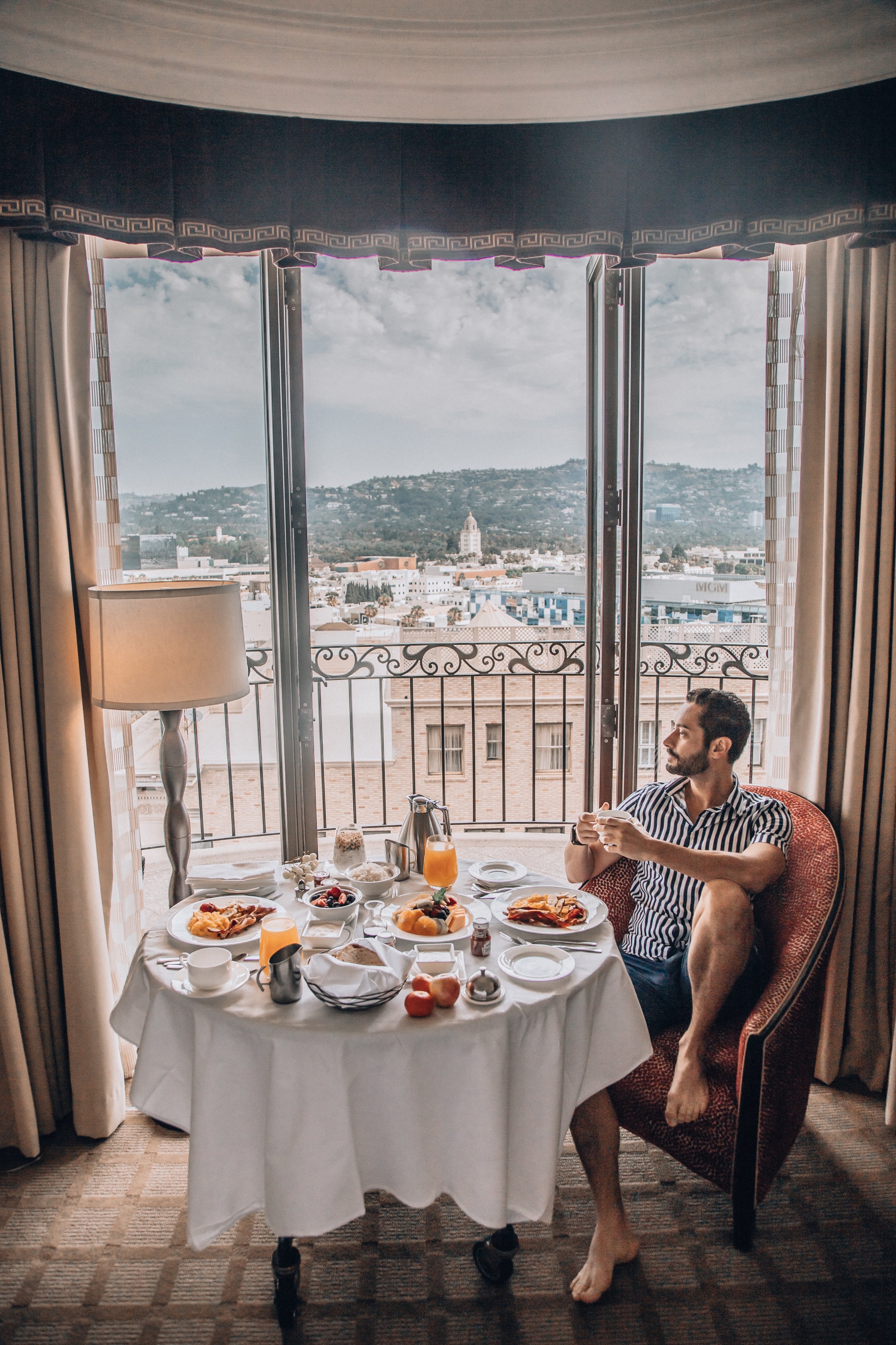 I really enjoy having breakfast especially when it’s in a beautiful suite with a stunning view of Beverly Hills.