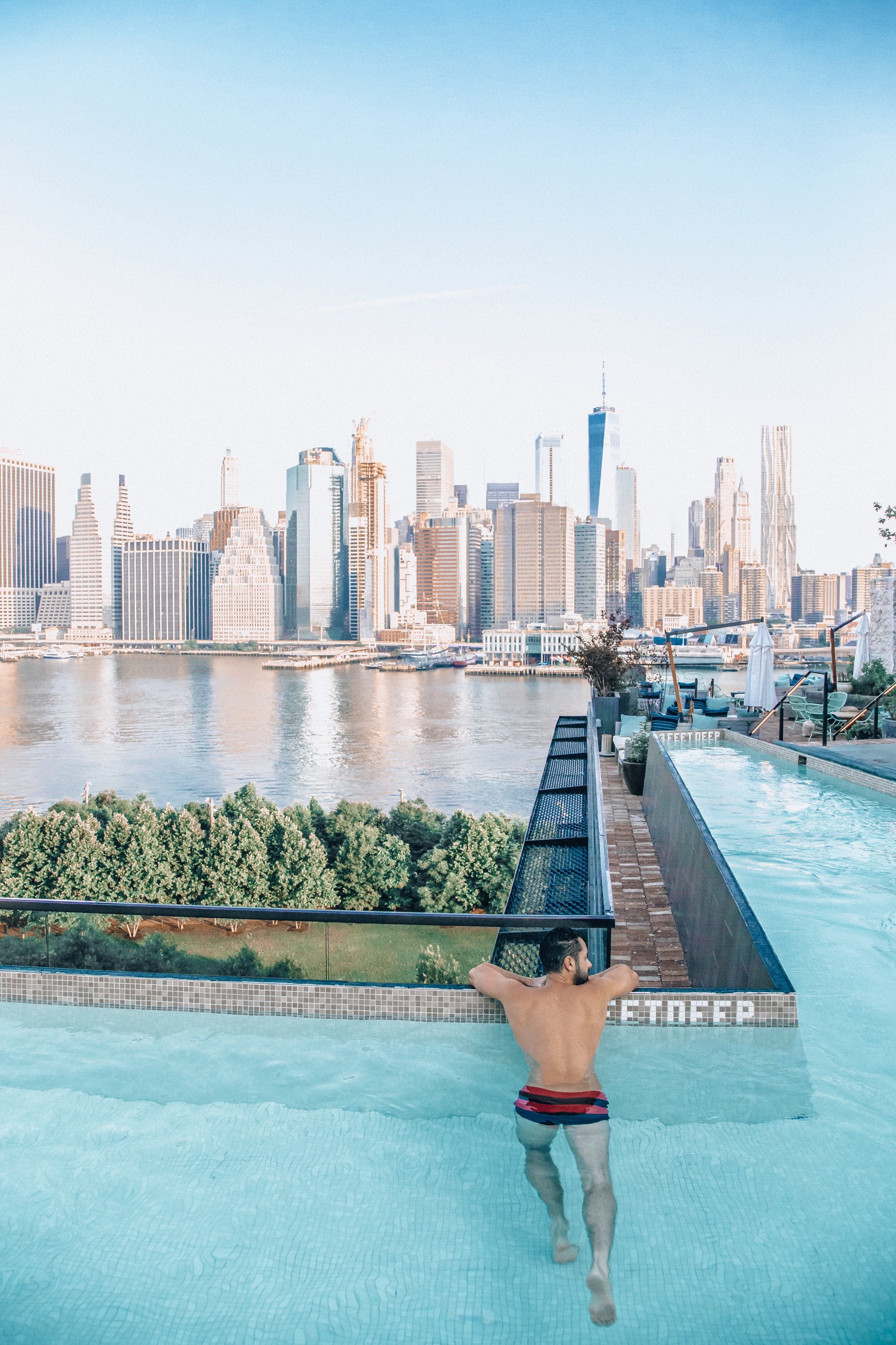  The rooftop pool has the best views of the Manhattan skyine. 