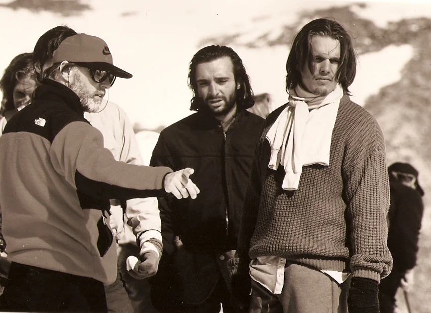 On the set of Alive with director Frank Marshall and actor Ethan Hawke. 