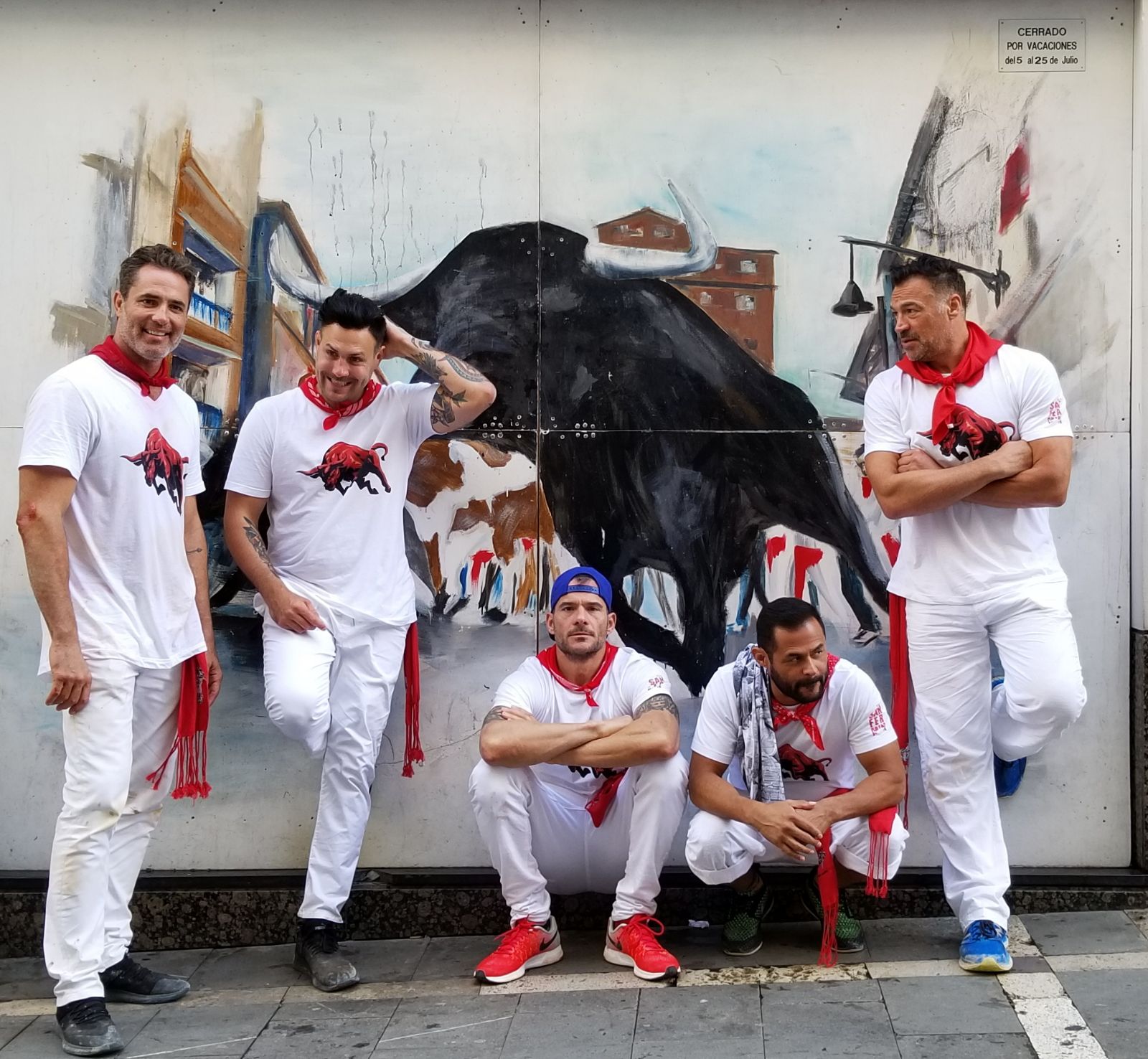 Aleks Paunovic (right) with friends in Pamplona, Spain. Contributed photo