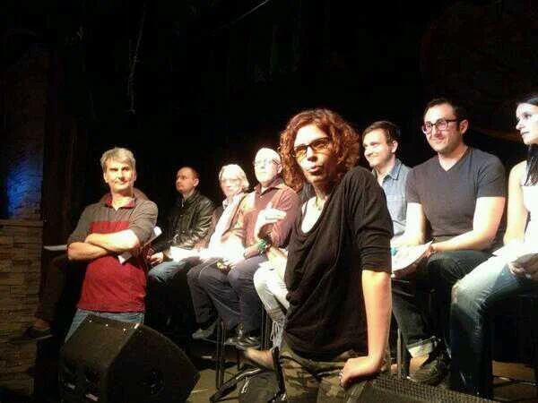 Lori Triolo speaks to the crowd at a recent Cold Reading Series.