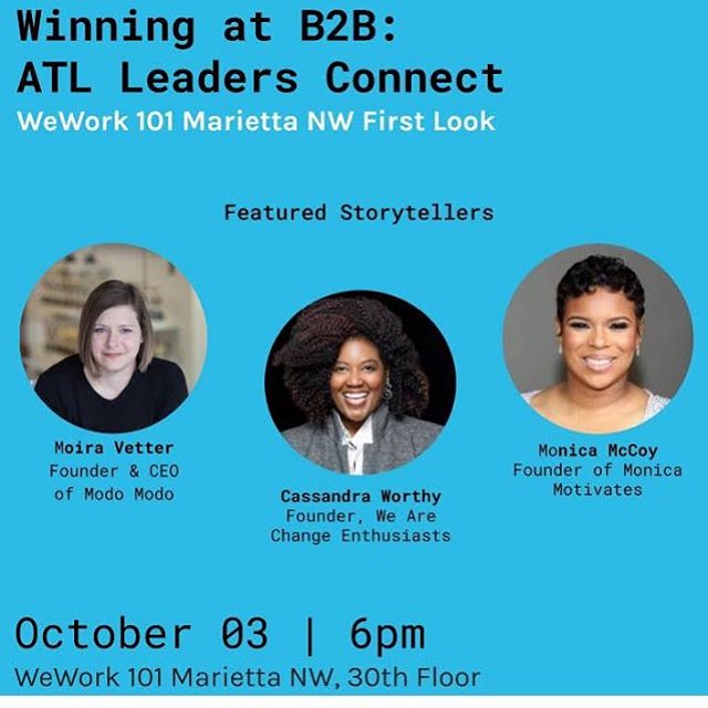 ✨TONIGHT✨ come out to @wework 101 Marietta for a conversation with top female leaders @modomodoagency @pitchuniversity @cassandra_worthy_speaker. You can also meet our ambassadors irl to ask about all things @ladiesgetpaid 🤗