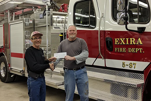METC's Jim Lindgren presenting to Tim Wahlert representing Exira Fire & Rescue