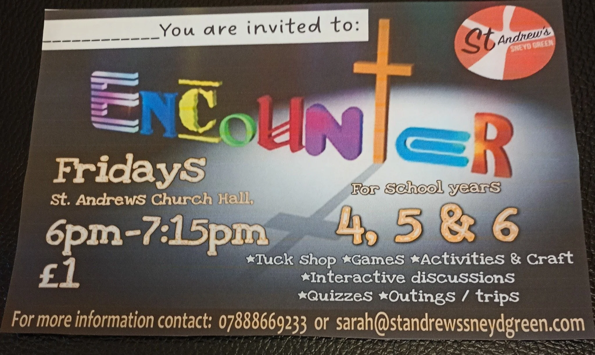 Youth club for children in school years 4, 5 &amp; 6. Every Friday during term time. All welcome.