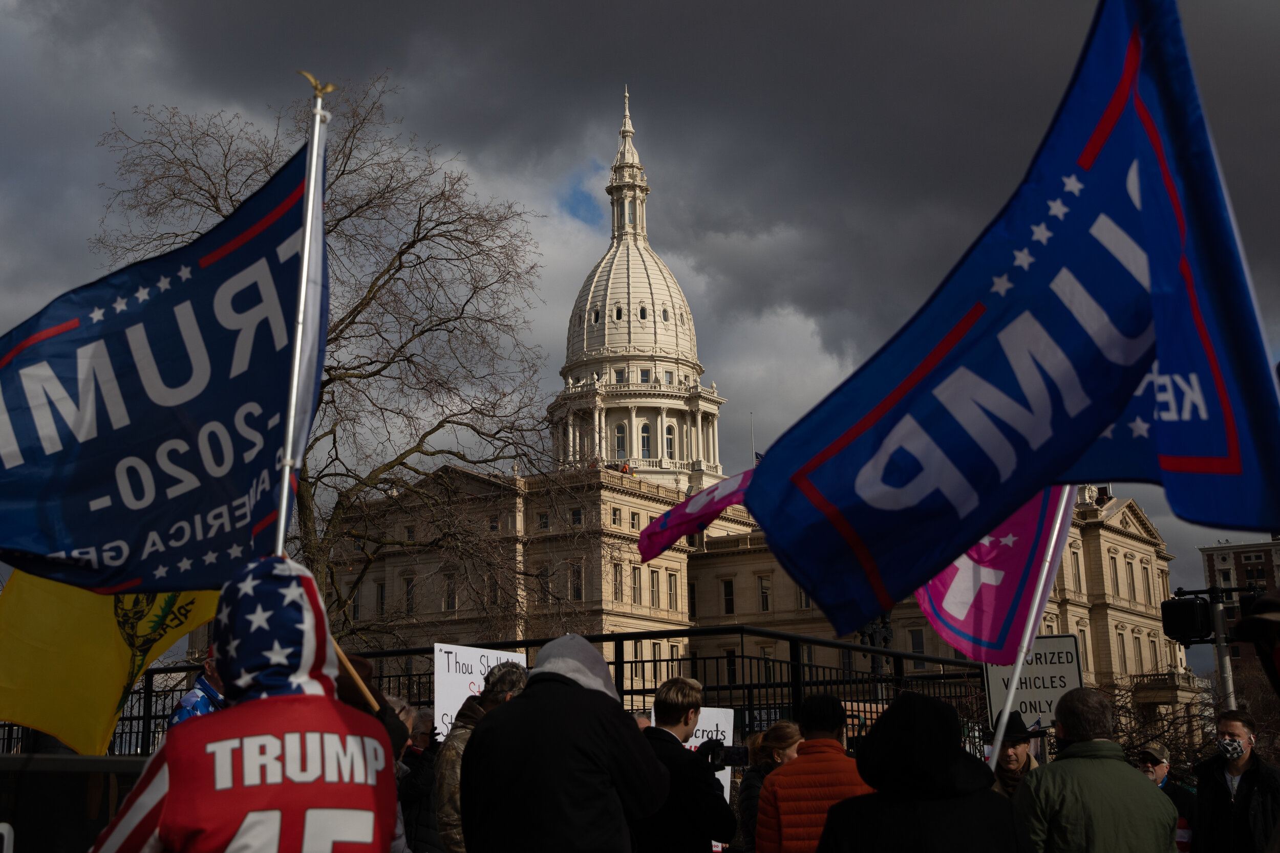  Supporters of U.S. President Donald Trump protest Michigan election results in Lansing, Michigan, U.S., on Monday Nov. 23, 2020. (Emily Elconin for The New York Times) 