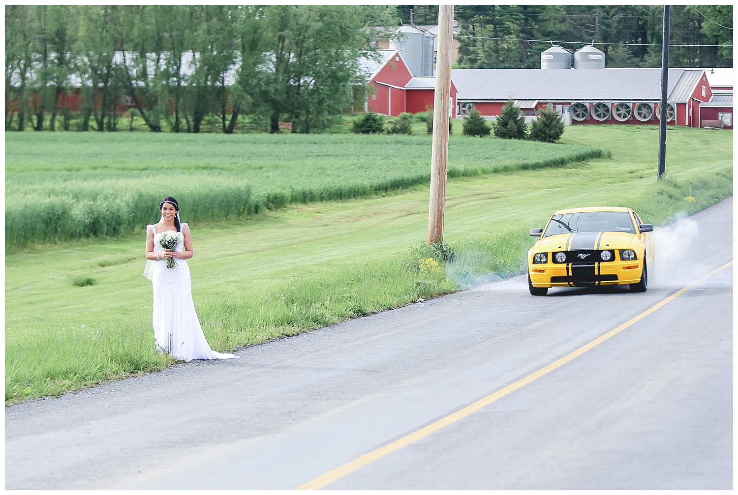 bride along the road