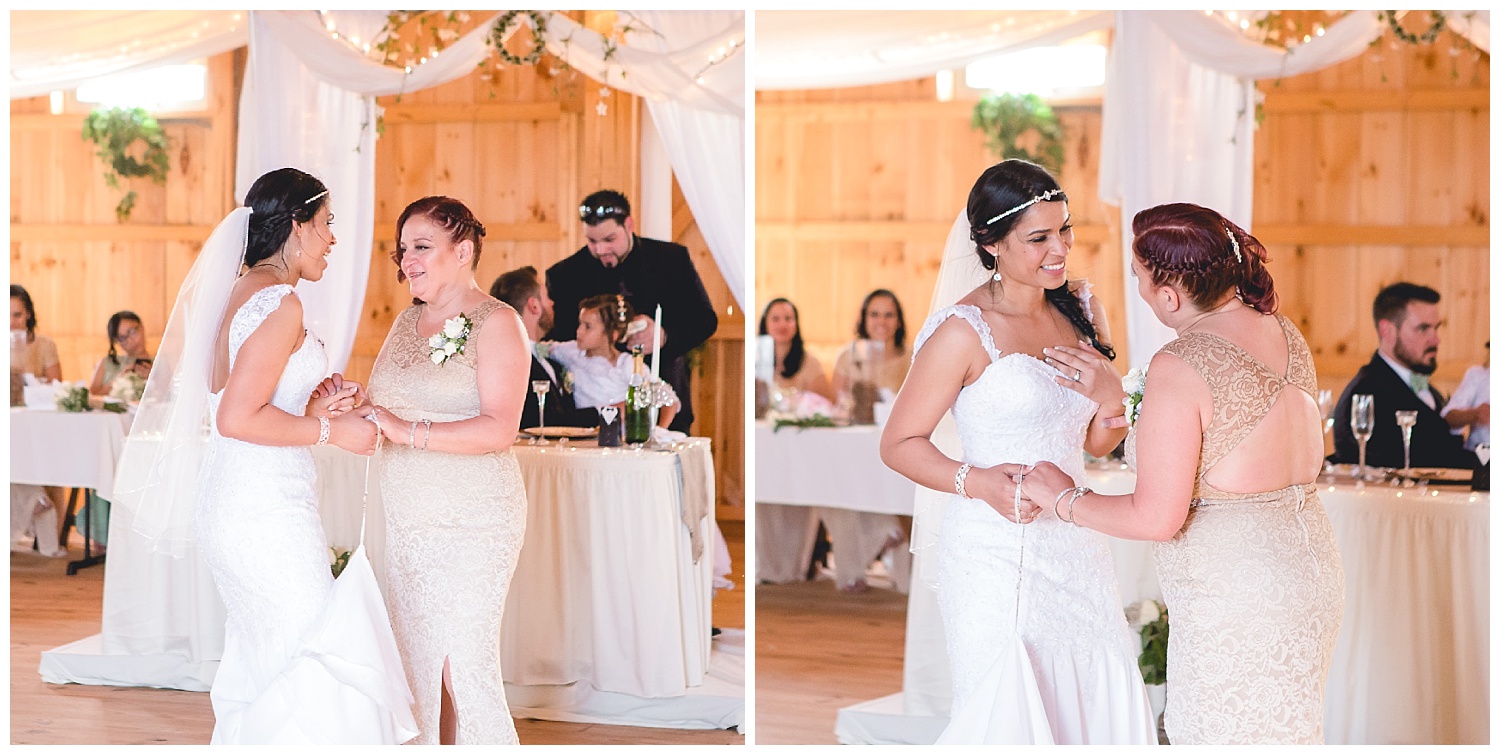 bride dances with mom
