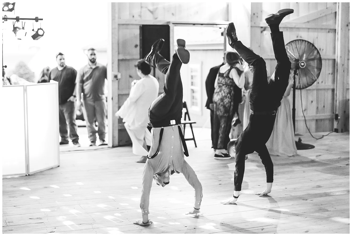breakdancers at wedding reception