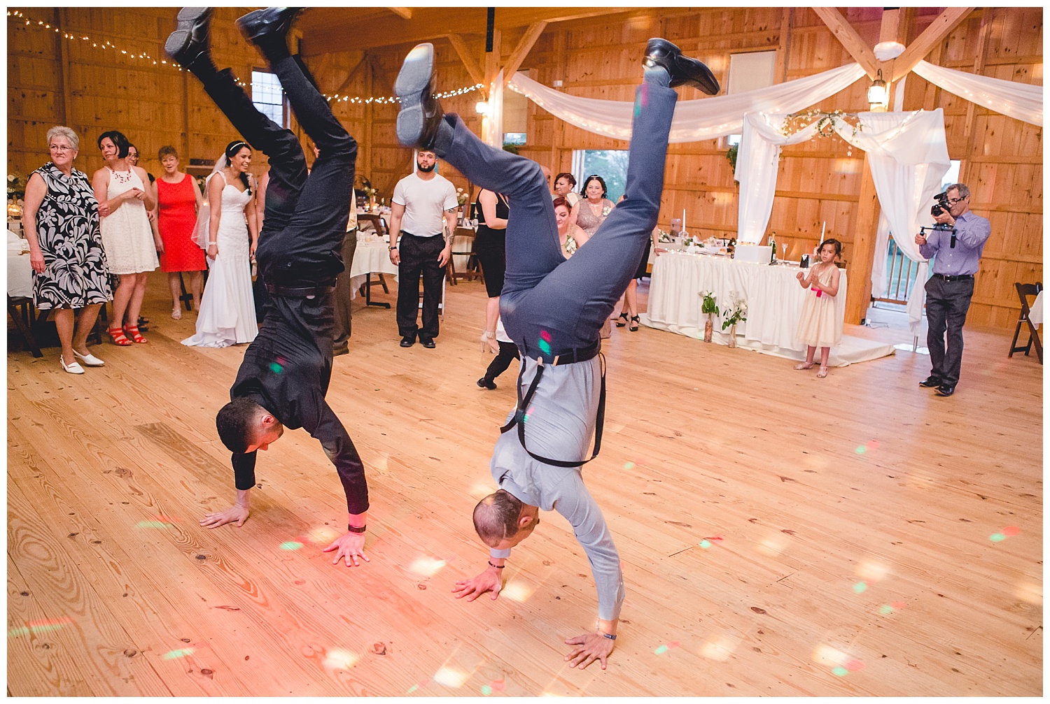 breakdancers at wedding reception