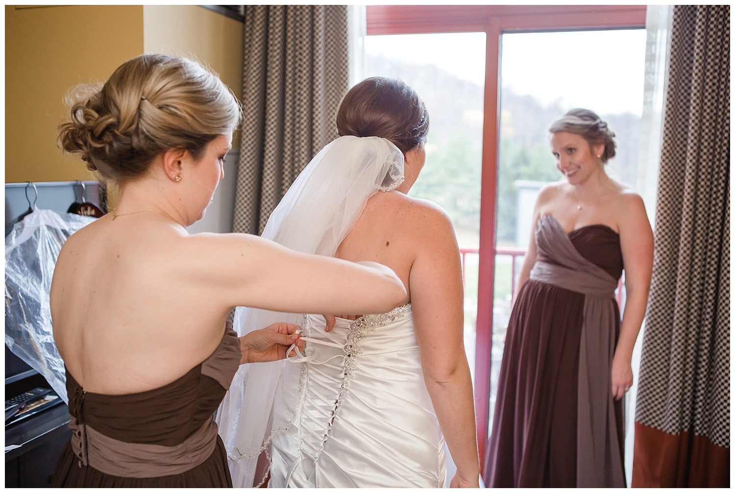 bride getting dressed