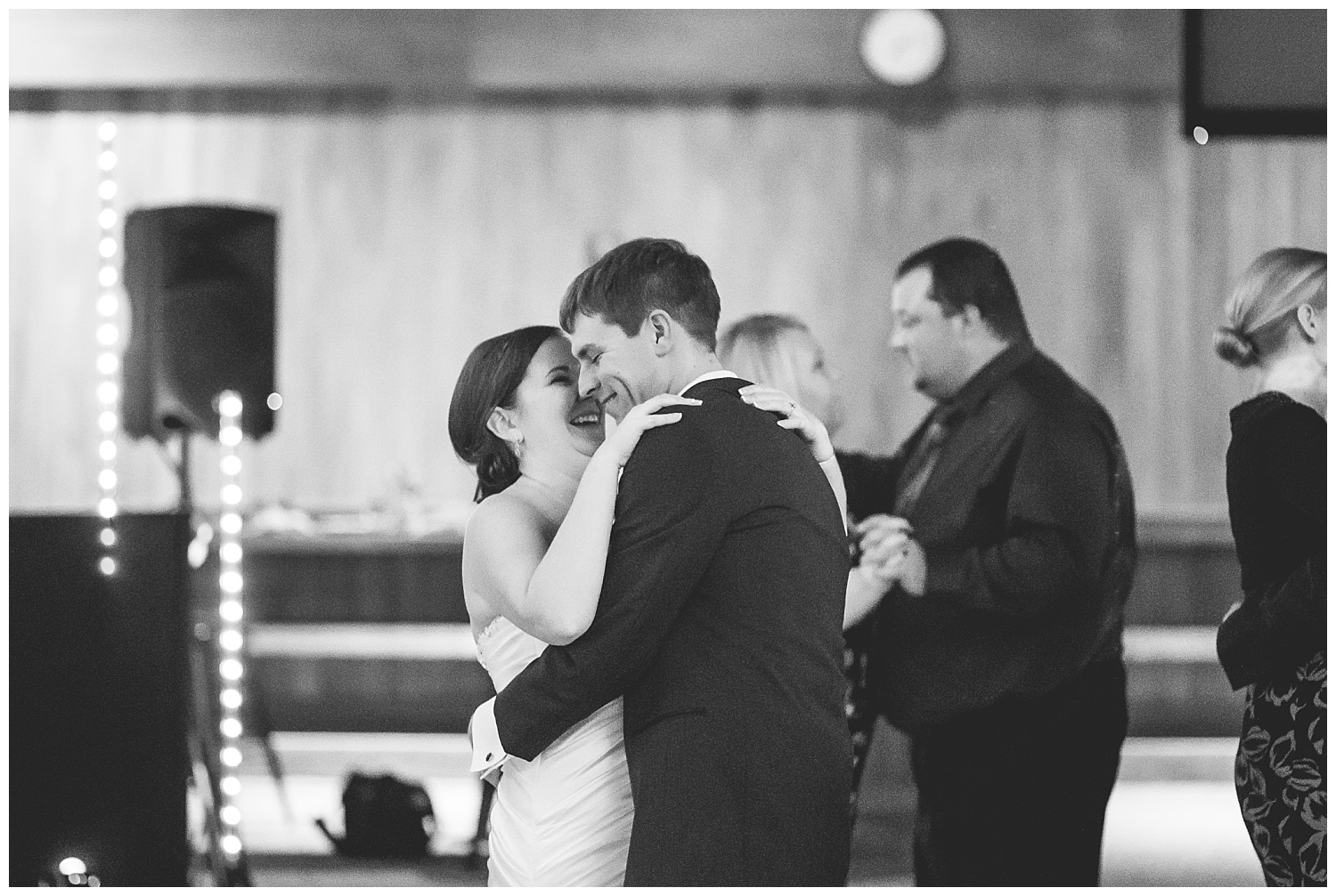 bride and groom dance at wedding reception