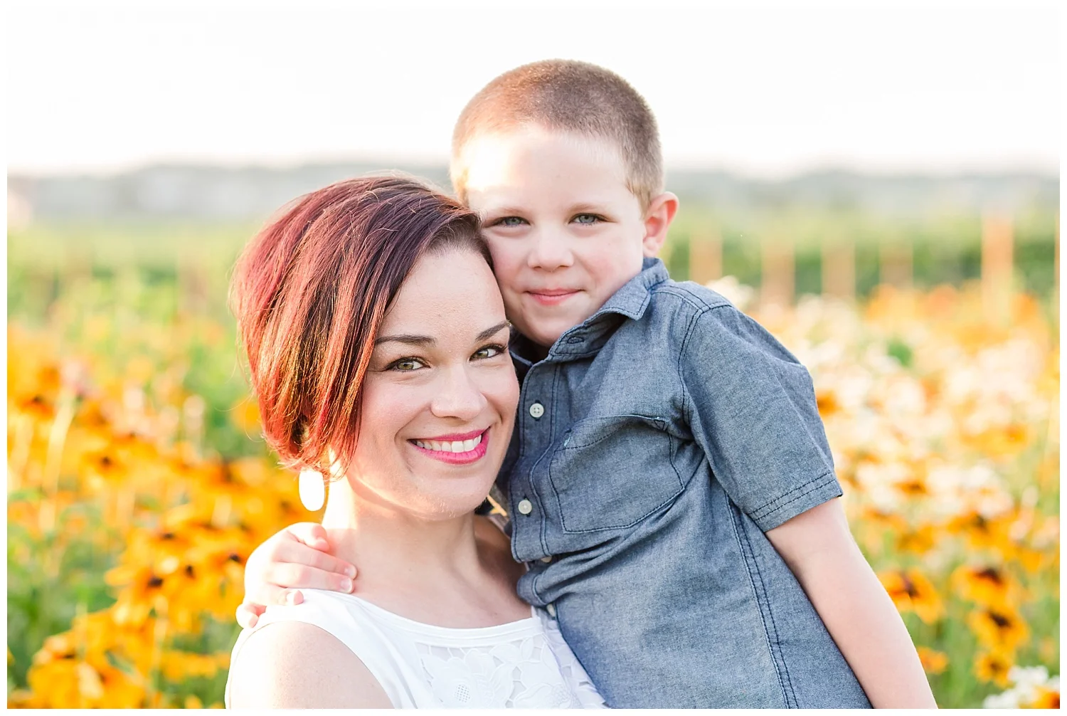 lititz pa wildflower field mother son