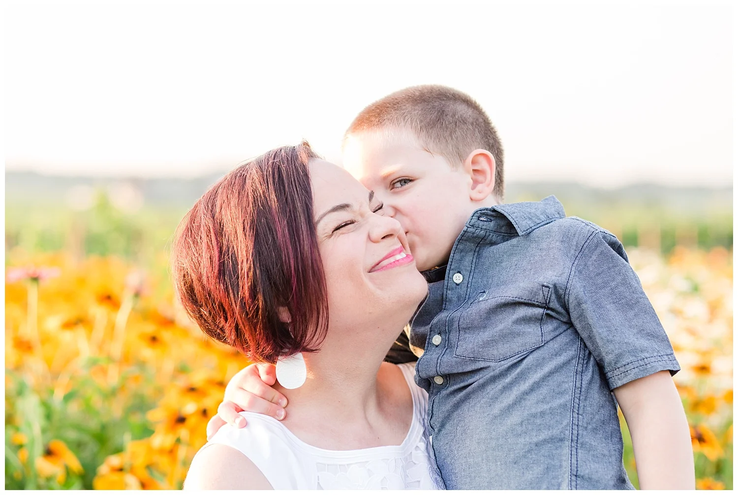 lititz pa wildflower field mother son