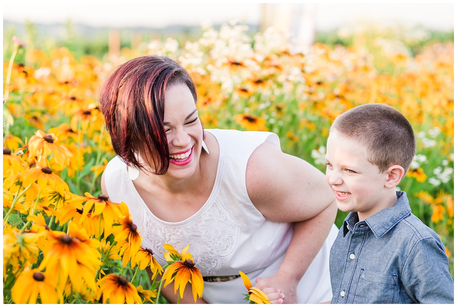 lititz pa wildflower field summer flowers mother son