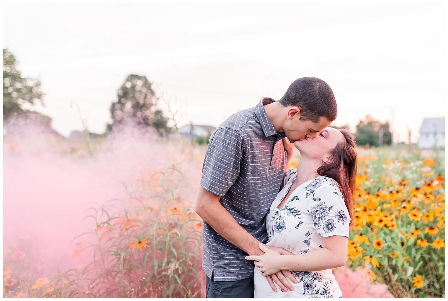 baby gender reveal smoke bomb pink