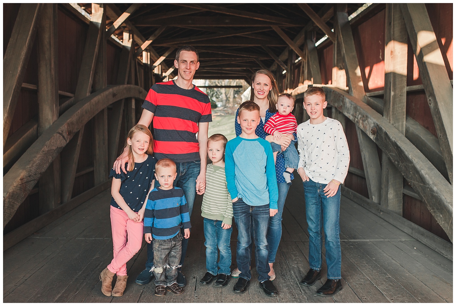 family pictures, Erb's Mill Covered Bridge, Lititz PA