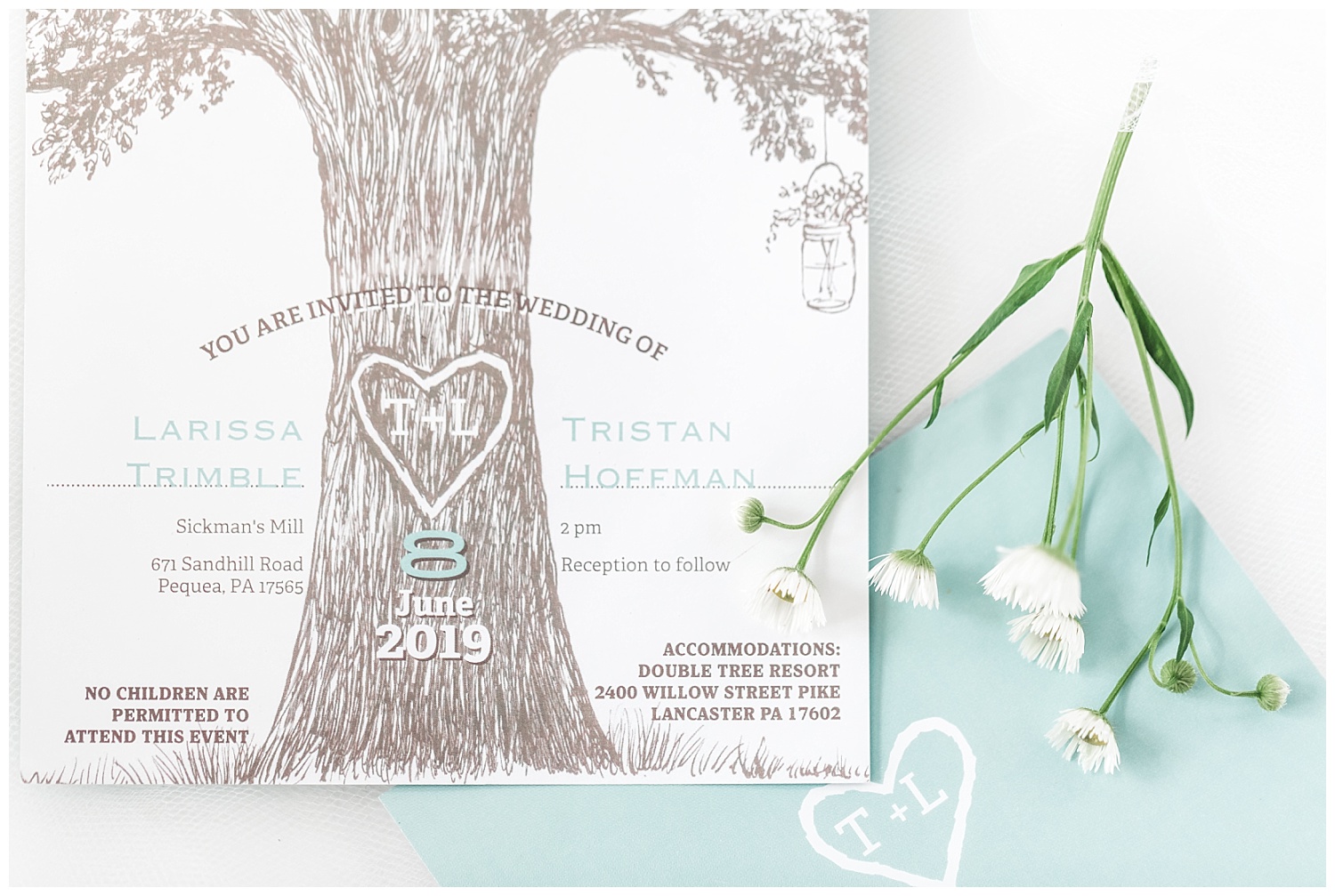 wedding invitation blue white