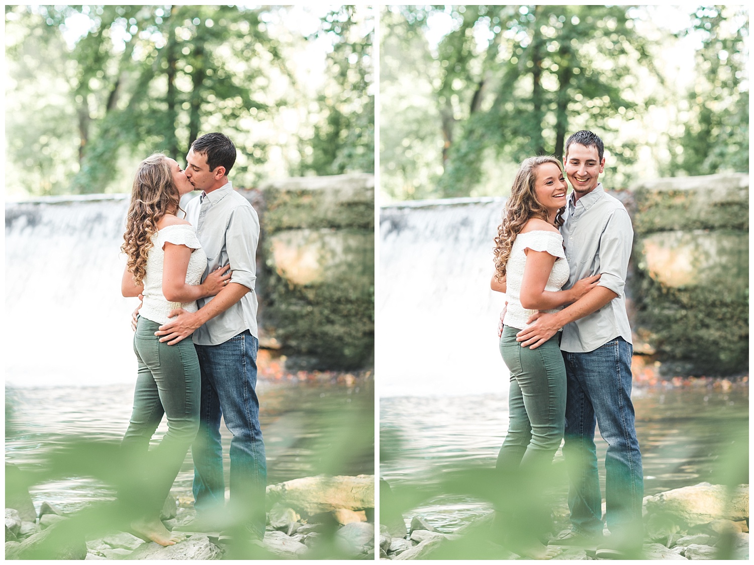 summer engagement session, lancaster pa, the mill at manor falls, waterfall