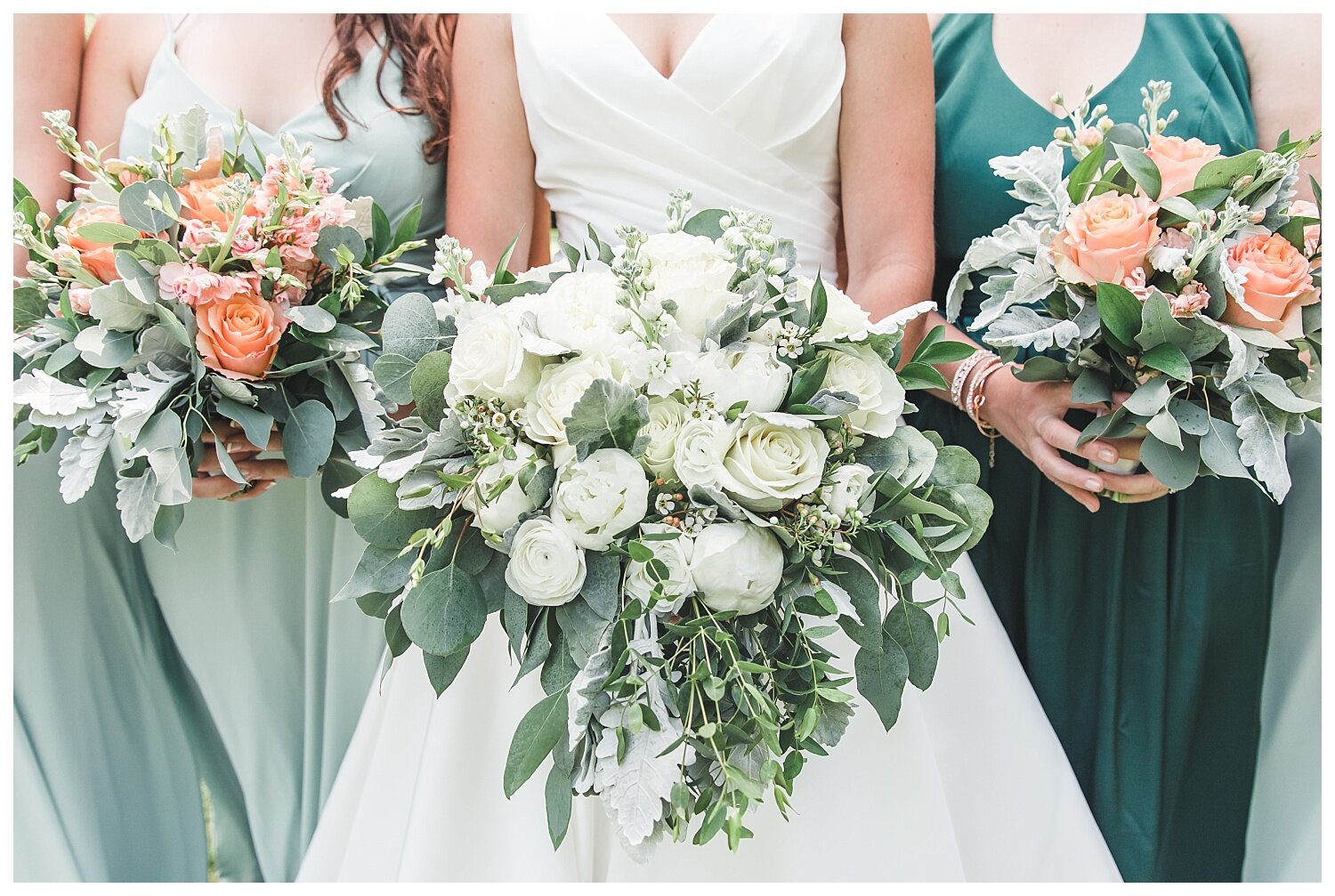 Mill at Manor Falls, summer wedding, Lancaster PA, bridesmaid dresses, flowers, sage green