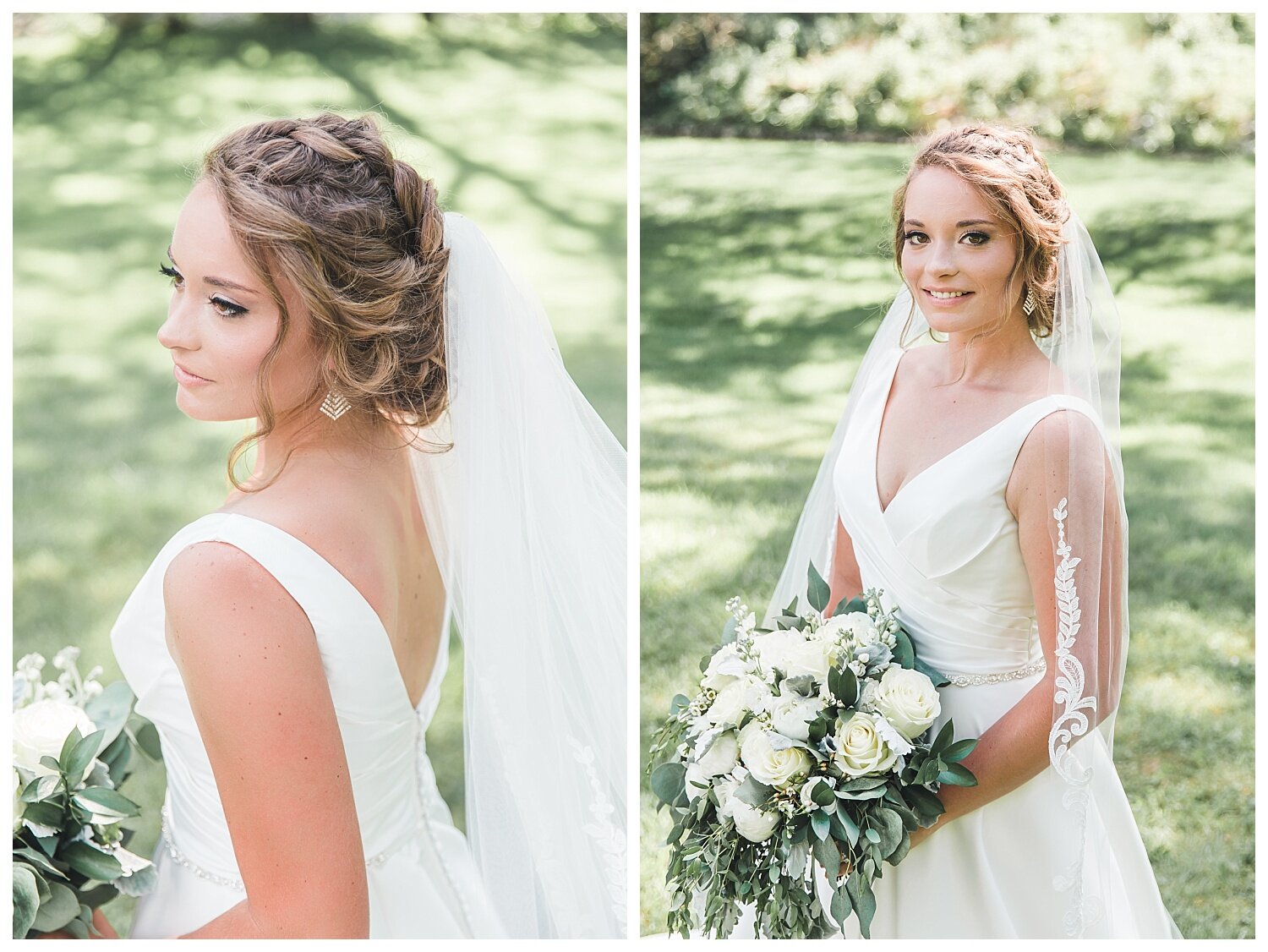 Mill at Manor Falls, summer wedding, Lancaster PA, bouquet, sage green, flowers, bride portrait