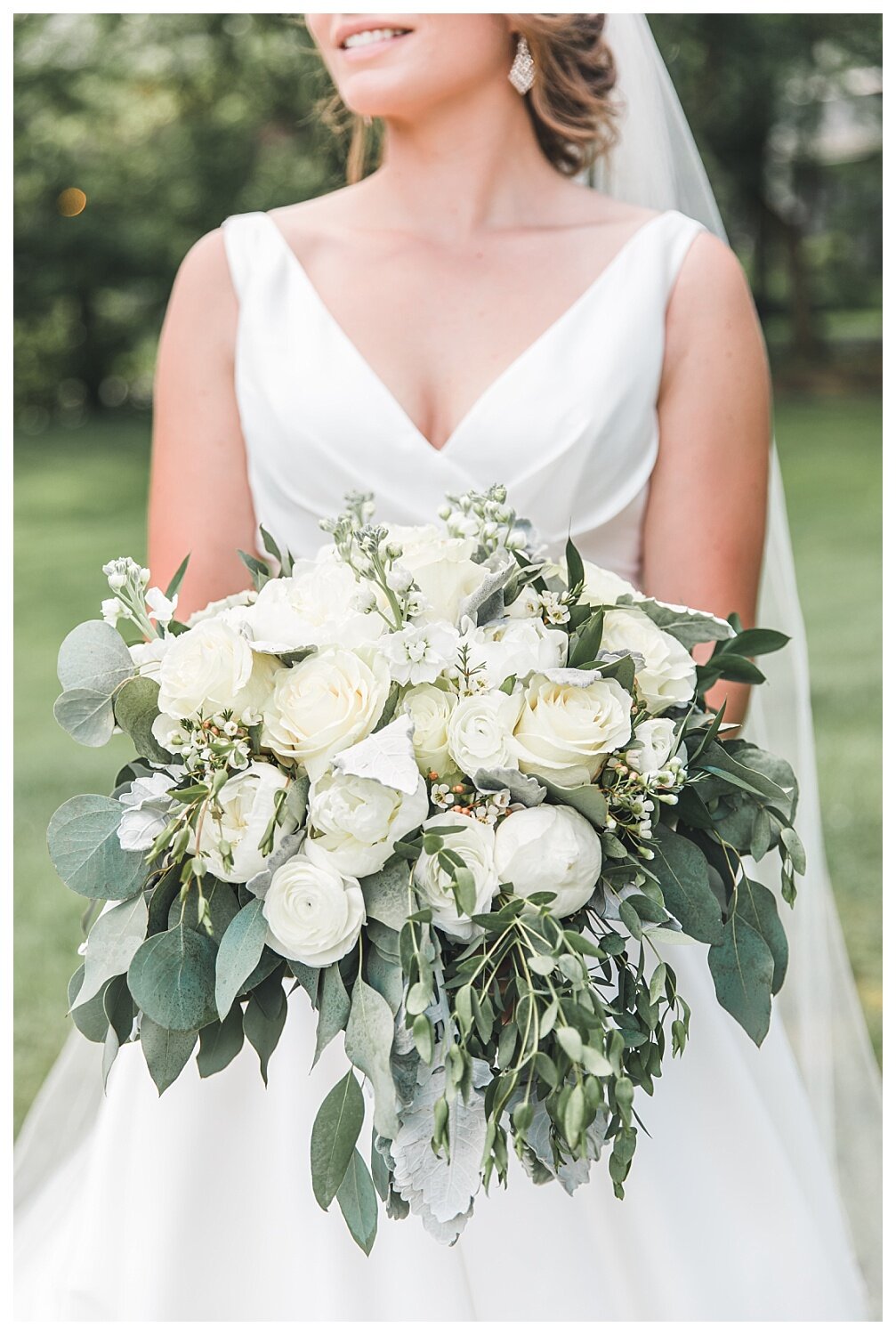 Mill at Manor Falls, summer wedding, Lancaster PA, sage green, flowers, bouquet, bride portrait