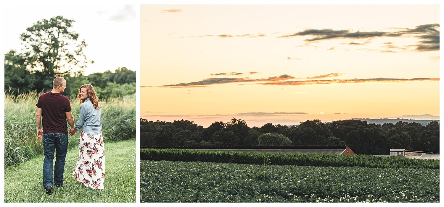 Lititz, PA, farm engagement session, sunset, golden hour