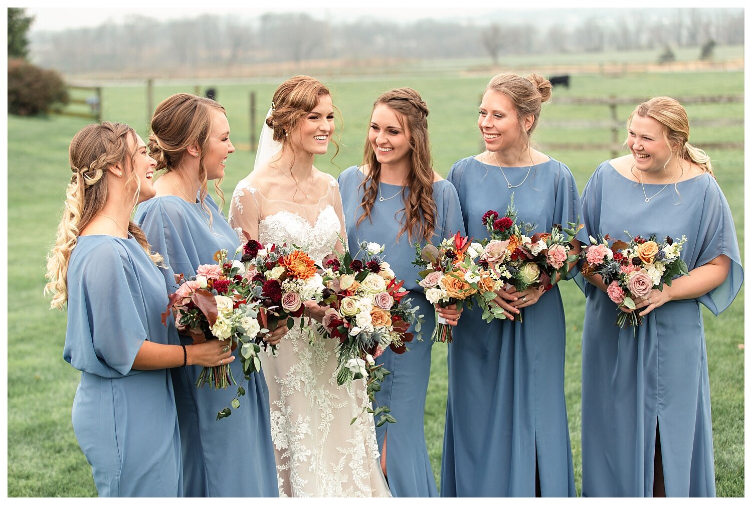 Springside Barn, Lancaster, Pennsylvania wedding, bridesmaids, slate blue