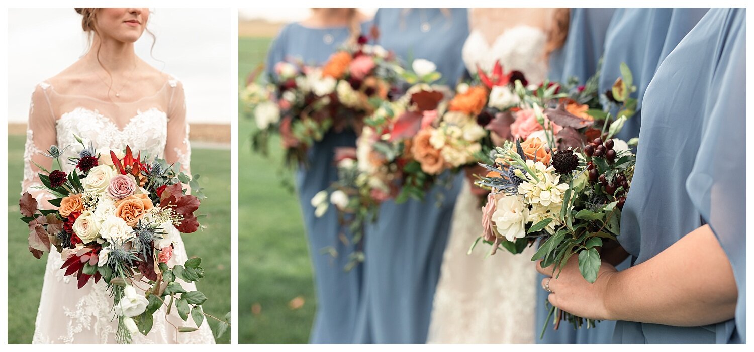 Bride, bridesmaids, wedding flowers, Lancaster, Pennsylvania, slate blue