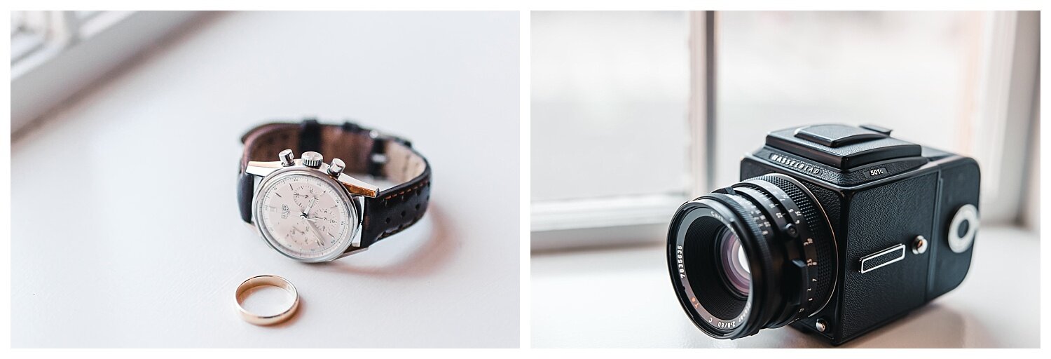 Groom Details Ring Watch Camera Hasselblad