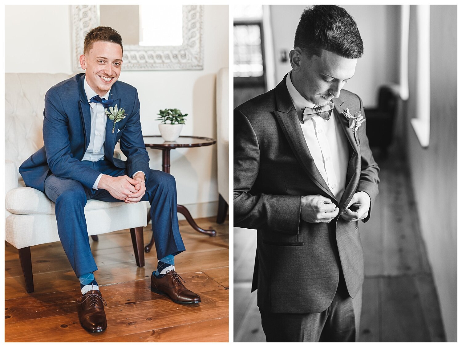 The Mill at Manor Falls wedding, Millersville, PA, groom portrait, blue suit