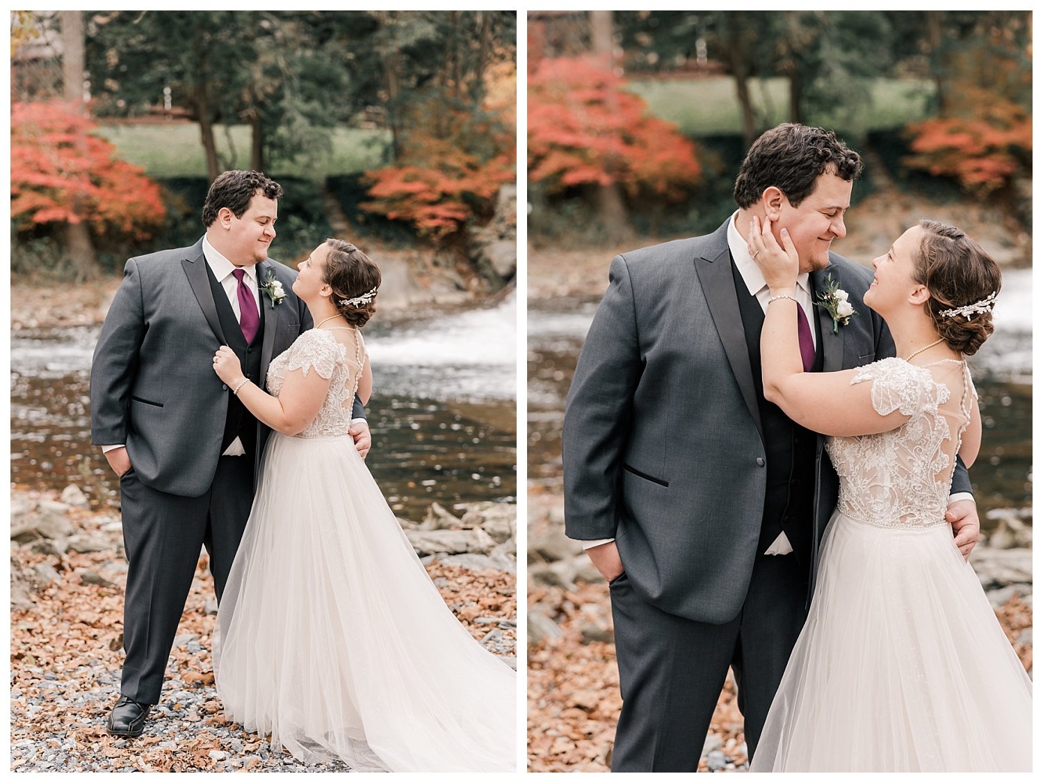 the mill at manor falls wedding, millersville, pa, bride and groom portraits, waterfall