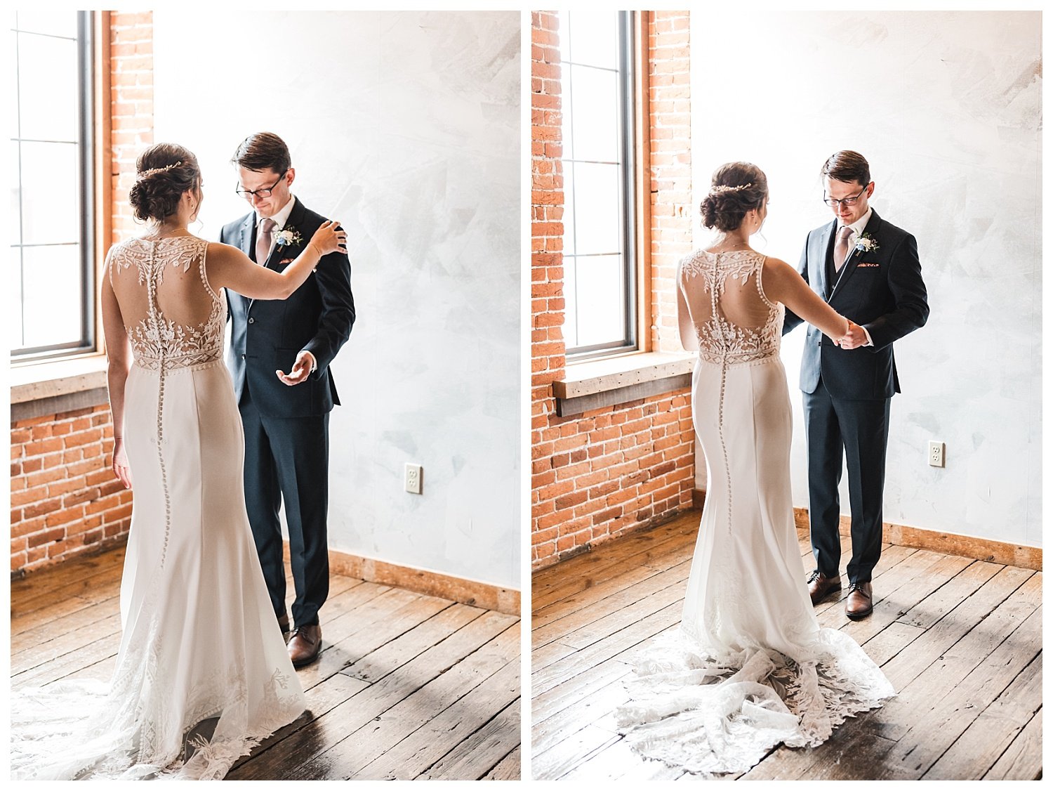 The Booking House wedding, Manheim PA, bride and groom first look