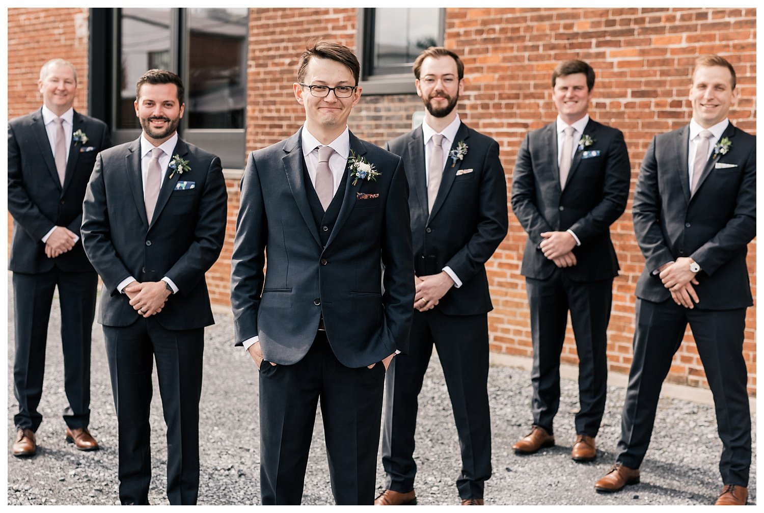 The Booking House wedding, Manheim PA, groom groomsmen portrait