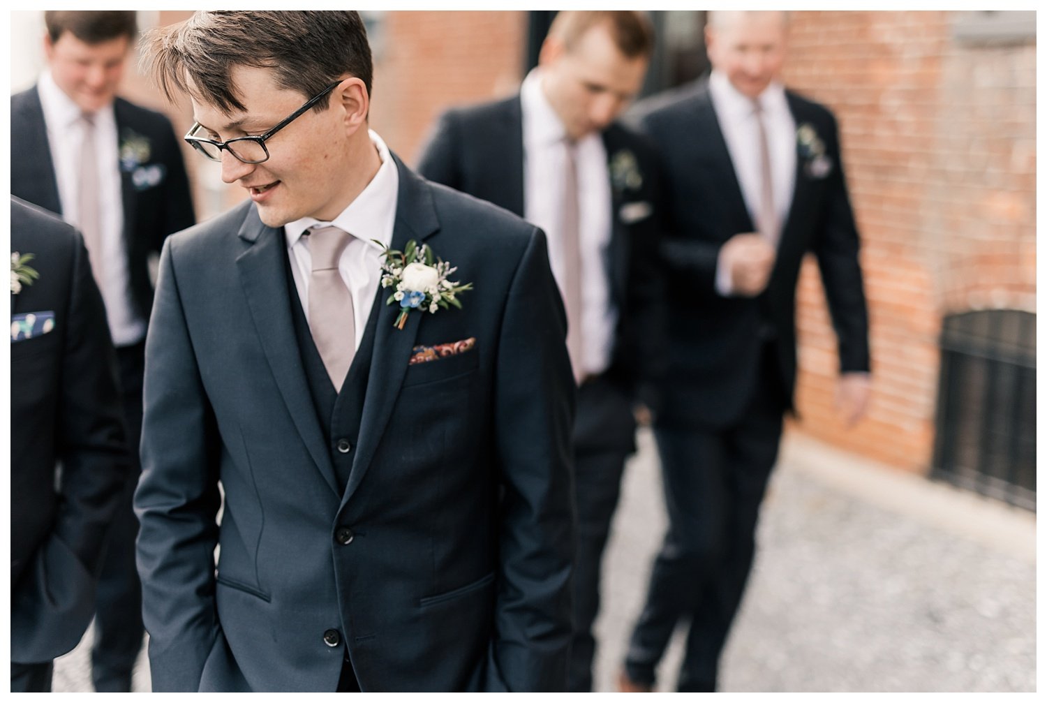 The Booking House wedding, Manheim PA, groom groomsmen portrait