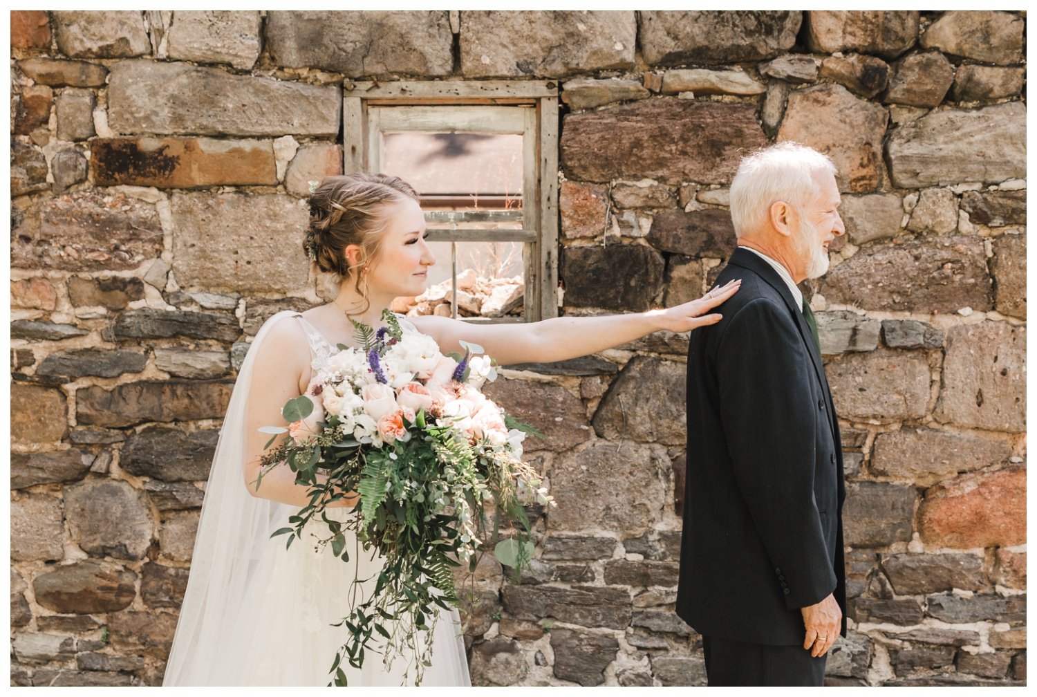 Historic Shady Lane wedding, Manchester PA, father daughter first look