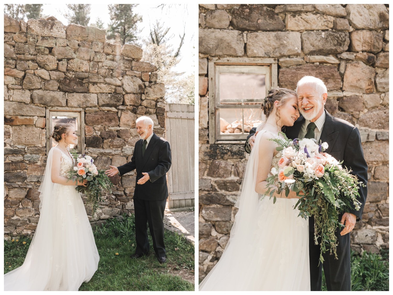 Historic Shady Lane wedding, Manchester PA, father daughter first look