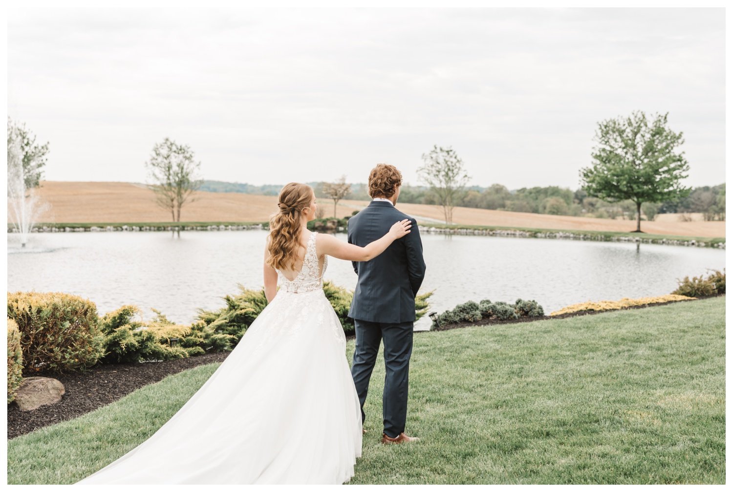 Harvest View Barn at Hershey Farms Wedding, bride and groom First Look