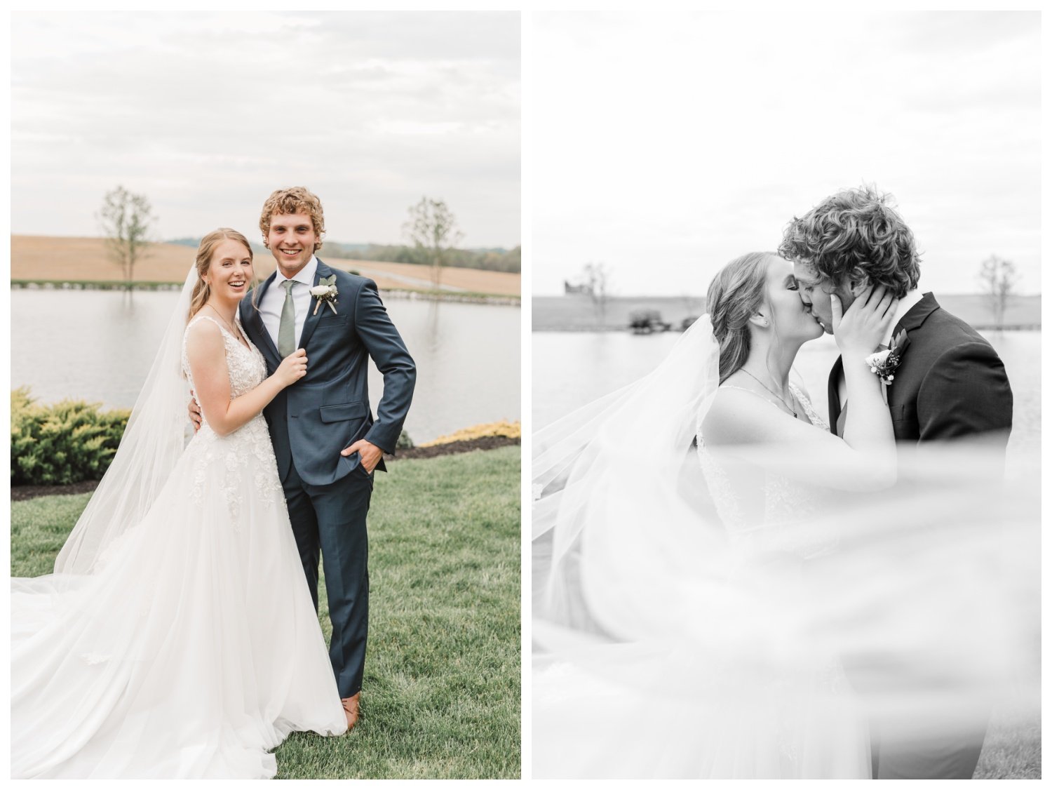 Harvest View Barn at Hershey Farms Wedding, bride and groom portrait, veil 