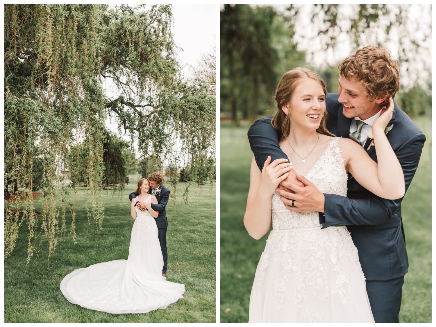 Harvest View Barn at Hershey Farms Wedding, bride and groom portrait, willow tree