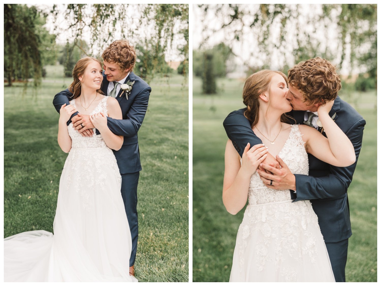 Harvest View Barn at Hershey Farms Wedding, bride and groom portrait, willow tree